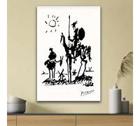DFZEWKI Impression sur toile avec un croquis de Don Quichotte de Picasso, œuvre d'art moderne, tableau décoratif pour le salon (80 x 120 cm (31 x 47 pouces) / Sans cadre)