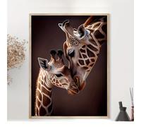 DFZEWKI Impression sur toile moderne représentant une famille de girafes, sans cadre, pour décoration de salon, chambre à coucher, bureau (70 x 90 cm, sans cadre)