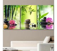 DFZEWKI Impressions sur toile minimalistes modernes représentant un lotus et du bambou, style zen, avec des paysages naturels (30 x 40 cm x 3 / sans cadre)