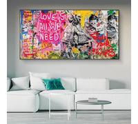 DFZEWKI L'amour est tout ce dont nous avons besoin, graffiti, toile, impressions, affiches d'art mural, art de rue, décoration d'intérieur, 60 x 120 cm (24 x 47 pouces), sans cadre