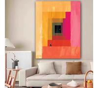 DFZEWKI Tableau abstrait dessiné sur toile, motif blocs, décoration murale pour salon (70 x 90 cm/sans cadre)