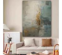 DFZEWKI Tableau abstrait dessiné sur toile, motif blocs, décoration murale pour salon et maison (50 x 75 cm (20 x 30 pouces) / sans cadre)