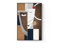 DFZEWKI Tableau abstrait sur toile, style impressionniste, représentant une femme aux lignes colorées (70 x 90 cm/sans cadre), idéal pour le salon ou la maison.