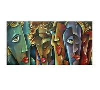 DFZEWKI Tableau sur toile représentant un visage de femme, art abstrait coloré, décoration intérieure pour le salon (70 x 140 cm (28 x 55 po) / sans cadre)