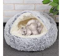 DG Catiee Grotte pour chat, chiot et chien de petite et moyenne taille - Igloo pour chat apaisant, chaud et moelleux, utilisable en intérieur (peluche, 50 cm, gris)