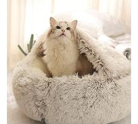 DG Catiee Grotte pour chat, chiot et chien de petite et moyenne taille - Igloo pour chat apaisant, chaud et moelleux, utilisable en intérieur (velours, 50 cm, marron)
