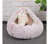 DG Catiee Lit caverne pour chat et petit chien, sac de couchage apaisant et chaud en forme d'igloo pour chat d'intérieur et chiots de petite taille (peluche, 50 cm, rose)