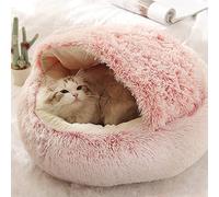 DG Catiee Niche pour chat et chien de petite taille - Sac de couchage apaisant - Lit igloo chaud et moelleux pour chat d'intérieur - Velours - 35 cm - Rose
