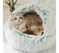 DG Catiee Niche pour chat et chien de petite taille - Sac de couchage apaisant - Lit igloo chaud et moelleux pour chat d'intérieur - Velours - 65 cm - Vert