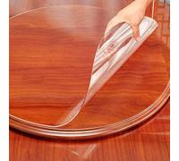 DG Catiee Protection de table ronde en PVC transparent, épaisse, propre, durable et résistante à la chaleur - 115 cm, 1 mm, transparent