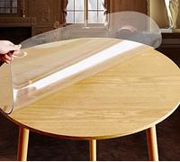 DG Catiee Protection de table ronde en PVC transparent, imperméable, antidérapante, résistante à la chaleur, facile à nettoyer (90 cm)