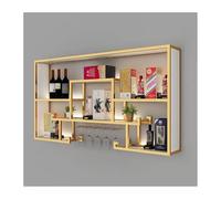 DGAMHF Étagère de bar flottante éclairée à DEL, étagère murale en métal pour bouteille de vin et verre (doré, 100 x 20 x 80 cm)
