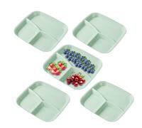Dgayaeic Assiettes À Compartiments Pour Adultes,Plat De Service Réutilisable À 3 Compartiments | Set de 5 Assiettes avec Séparations - pour la Maison et la Cuisine, Fruits, Légumes, Salade, Riz et