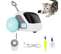Dgayaeic Remote Control Cat Toy, Smart Interactive Electric Pet Toys, Automatic Kitten Toys, Feather Attachment, Promotes Healthy Bonding, Abs + Silicone for All Cats