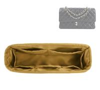 DGAZ Soie Organisateur de sac à main pour Chanel CF Classic Flap, Organisateur de sac à main soyeux et lisse, Organisateur de sac à main et de fourre-tout de luxe (Maxi 33, Biscuit)