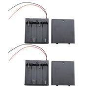 DGBRSM Lot de 2 supports de batterie avec fils, double compartiment de batterie 1,5 V avec couvercle en plastique et métal pour circuits imprimés et jouets électriques Noir