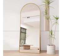 DGCZYXGL Miroir Complet Arqué 180x80cm,Miroir Pleine Longueur,Grand Miroir Arqué en Pleine Longueur avec Cadre en Aluminium,Miroir sur Pied Penché ou Suspendu pour Salon, Chambre, Or