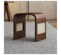 DGDHHSFJDJ Bamboo Entrance Shoe Bench, Multifunctional Rattan Square Stool, Arched Foot Rest Side Table for Bedroom Living Room Balcony Utility Room Corridor(Brown)