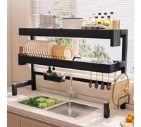 DGDHHSFJDJ Égouttoir à Vaisselle à 2 Niveaux pour évier de Cuisine, Grande capacité, avec Porte-ustensiles et Support pour Planche à découper, pour Un Gain de Place et Une Cuisine Propre