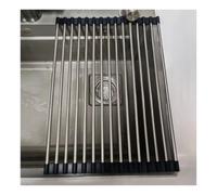 DGDHHSFJDJ Égouttoir à Vaisselle Extensible et Enroulable 37-47 cm, Pliable en Acier Inoxydable, Gain de Place pour la Cuisine