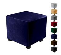 DGDHHSFJDJ Housses de Pouf Extra Larges en Velours - Housses de Repose-Pieds carrées Extensibles (43 x 43 cm/76 x 76 cm/101 x 101 cm) - Protections de Meubles de Couleur Unie - Marron
