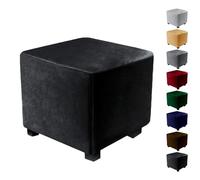 DGDHHSFJDJ Housses de Pouf Extra Larges en Velours - Housses de Repose-Pieds carrées Extensibles (43 x 43 cm/76 x 76 cm/101 x 101 cm) - Protections de Meubles de Couleur Unie - Marron