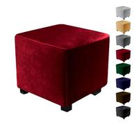 DGDHHSFJDJ Housses de Pouf Extra Larges en Velours - Housses de Repose-Pieds carrées Extensibles (43 x 43 cm/76 x 76 cm/101 x 101 cm) - Protections de Meubles de Couleur Unie - Marron