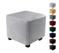 DGDHHSFJDJ Housses de Pouf Extra Larges en Velours - Housses de Repose-Pieds carrées Extensibles (43 x 43 cm/76 x 76 cm/101 x 101 cm) - Protections de Meubles de Couleur Unie - Marron