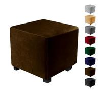 DGDHHSFJDJ Housses de Pouf Extra Larges en Velours - Housses de Repose-Pieds carrées Extensibles (43 x 43 cm/76 x 76 cm/101 x 101 cm) - Protections de Meubles de Couleur Unie - Marron