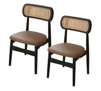 DGDHHSFJDJ Minimalist Dining Chairs with Backrest and Sturdy Solid Wood Legs & Upholstered PU Leather, for Dining Room Living Room Bedroom Studio(Brown,2PCS)