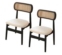 DGDHHSFJDJ Minimalist Dining Chairs with Backrest and Sturdy Solid Wood Legs & Upholstered PU Leather, for Dining Room Living Room Bedroom Studio(Beige,2PCS)