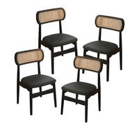 DGDHHSFJDJ Minimalist Dining Chairs with Backrest and Sturdy Solid Wood Legs & Upholstered PU Leather, for Dining Room Living Room Bedroom Studio(Black,4PCS)
