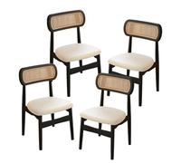 DGDHHSFJDJ Minimalist Dining Chairs with Backrest and Sturdy Solid Wood Legs & Upholstered PU Leather, for Dining Room Living Room Bedroom Studio(Beige,4PCS)