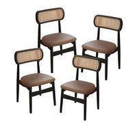 DGDHHSFJDJ Minimalist Dining Chairs with Backrest and Sturdy Solid Wood Legs & Upholstered PU Leather, for Dining Room Living Room Bedroom Studio(Brown,4PCS)