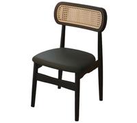 DGDHHSFJDJ Minimalist Dining Chairs with Backrest and Sturdy Solid Wood Legs & Upholstered PU Leather, for Dining Room Living Room Bedroom Studio(Black,1PCS)