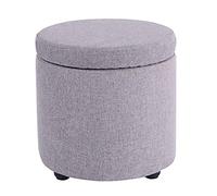DGDHHSFJDJ Pouf de Rangement Rond en Lin - Repose-Pieds Multifonction pour Chambre, Salon et Couloir - Coffre Compact 32 x 32 x 32 cm - Design élégant Orange et Bleu