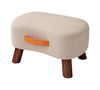 DGDHHSFJDJ Repose-Pieds courbé Noir avec poignée - Banc de Rangement Ovale en Coton et Lin avec Pieds en Bois pour Salon, Chambre et entrée - Décoration d'intérieur élégante et Fonctionnelle