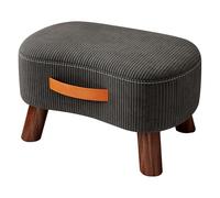 DGDHHSFJDJ Repose-Pieds courbé Noir avec poignée - Banc de Rangement Ovale en Coton et Lin avec Pieds en Bois pour Salon, Chambre et entrée - Décoration d'intérieur élégante et Fonctionnelle