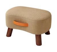 DGDHHSFJDJ Repose-Pieds courbé Noir avec poignée - Banc de Rangement Ovale en Coton et Lin avec Pieds en Bois pour Salon, Chambre et entrée - Décoration d'intérieur élégante et Fonctionnelle