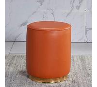 DGDHHSFJDJ Repose-Pieds Rond en Cuir Gris - Tabouret de Coiffeuse élégant pour Chambre et Salon - Tabouret à Langer - Design Compact 32 x 35 cm pour Une Utilisation Polyvalente