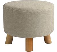 DGDHHSFJDJ Repose-Pieds Rond rembourré de Luxe, Ottoman Doux avec Pieds en Bois, Repose-Pieds Vert élégant pour Le Confort du Salon et de la Chambre