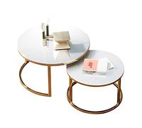 DGDHHSFJDJ Set di 2 tavolini da caffè impilabili Con struttura in Metallo, vetro temperato da 8 mm, Elegante finitura in titanio, Perfetti per CASA, ufficio, soggiorno, Sala da pranzo - 70/80+60 cm