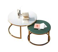 DGDHHSFJDJ Set di 2 tavolini da caffè impilabili Con struttura in Metallo, vetro temperato da 8 mm, Elegante finitura in titanio, Perfetti per CASA, ufficio, soggiorno, Sala da pranzo - 70/80+60 cm