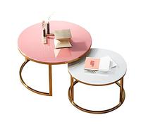 DGDHHSFJDJ Set di 2 tavolini da caffè impilabili Con struttura in Metallo, vetro temperato da 8 mm, Elegante finitura in titanio, Perfetti per CASA, ufficio, soggiorno, Sala da pranzo - 70/80+60 cm