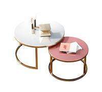 DGDHHSFJDJ Set di 2 tavolini da caffè impilabili Con struttura in Metallo, vetro temperato da 8 mm, Elegante finitura in titanio, Perfetti per CASA, ufficio, soggiorno, Sala da pranzo - 70/80+60 cm