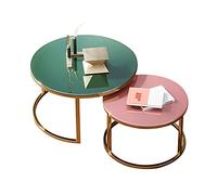 DGDHHSFJDJ Set di 2 tavolini da caffè impilabili Con struttura in Metallo, vetro temperato da 8 mm, Elegante finitura in titanio, Perfetti per CASA, ufficio, soggiorno, Sala da pranzo - 70/80+60 cm