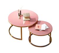 DGDHHSFJDJ Set di 2 tavolini da caffè impilabili Con struttura in Metallo, vetro temperato da 8 mm, Elegante finitura in titanio, Perfetti per CASA, ufficio, soggiorno, Sala da pranzo - 70/80+60 cm