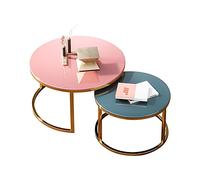 DGDHHSFJDJ Set di 2 tavolini da caffè impilabili Con struttura in Metallo, vetro temperato da 8 mm, Elegante finitura in titanio, Perfetti per CASA, ufficio, soggiorno, Sala da pranzo - 70/80+60 cm