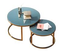 DGDHHSFJDJ Set di 2 tavolini da caffè impilabili Con struttura in Metallo, vetro temperato da 8 mm, Elegante finitura in titanio, Perfetti per CASA, ufficio, soggiorno, Sala da pranzo - 70/80+60 cm