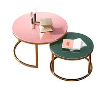 DGDHHSFJDJ Set di 2 tavolini da caffè impilabili Con struttura in Metallo, vetro temperato da 8 mm, Elegante finitura in titanio, Perfetti per CASA, ufficio, soggiorno, Sala da pranzo - 70/80+60 cm